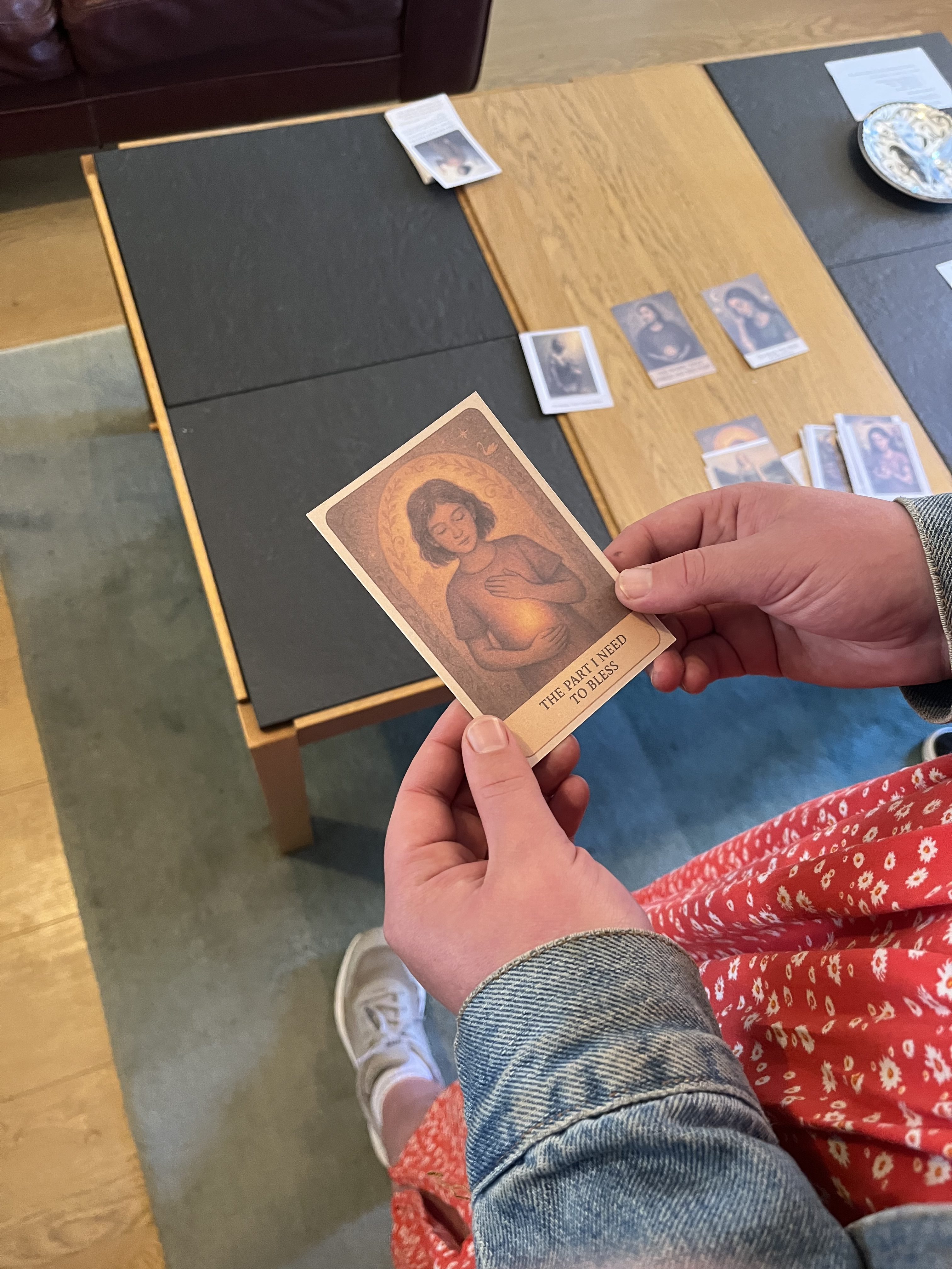 Holding a Blessed Embodiment card and prompt